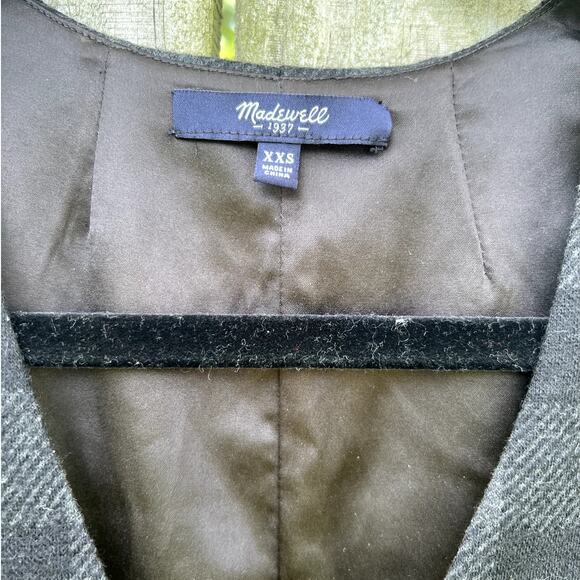 Madewell Buffalo Check Jumper Dress Black Gray Sleeveless XXS Mini Wool Blend - Picture 6 of 7